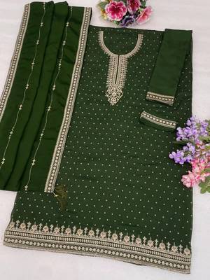 Green silk blend sequins palazzo set 2