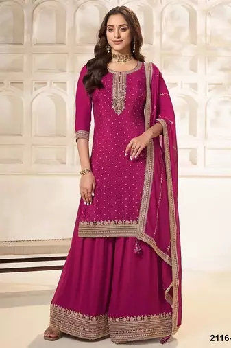 Pink silk blend sequins palazzo set