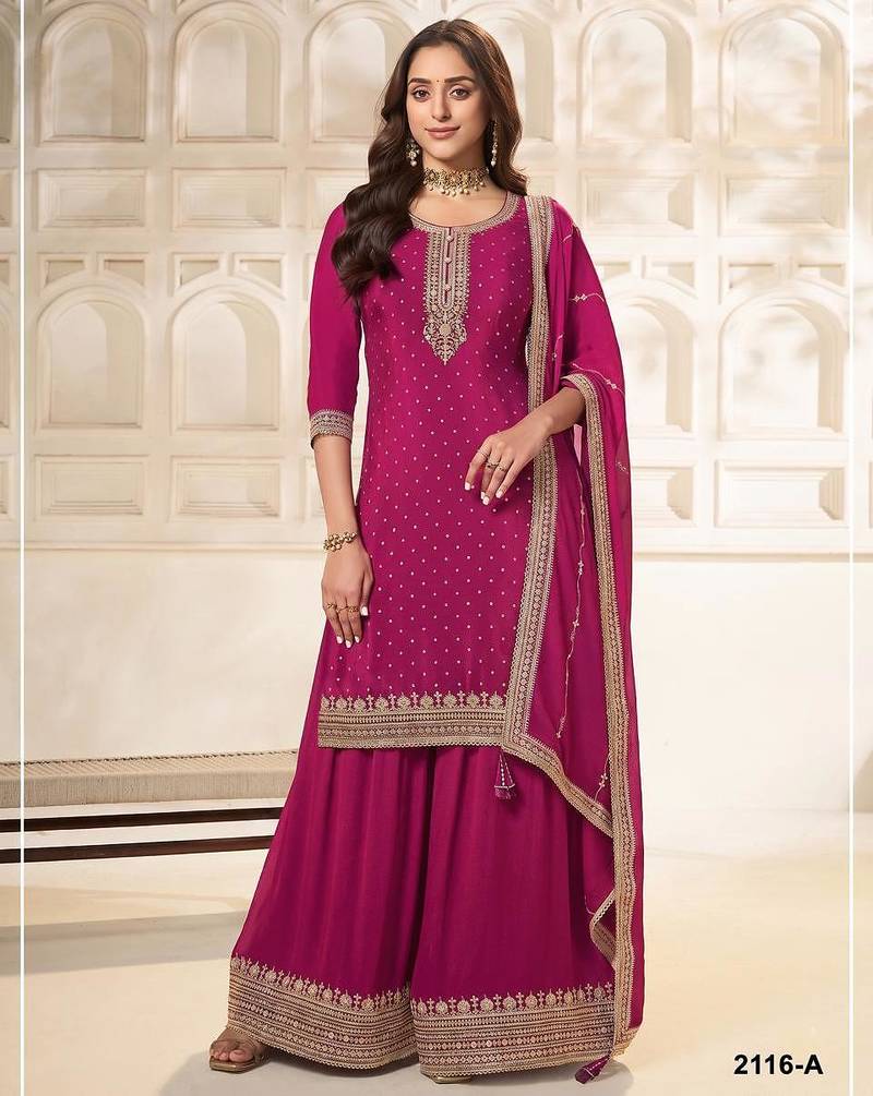 Pink silk blend sequins palazzo set