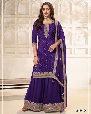 Purple silk blend sequins palazzo set 1