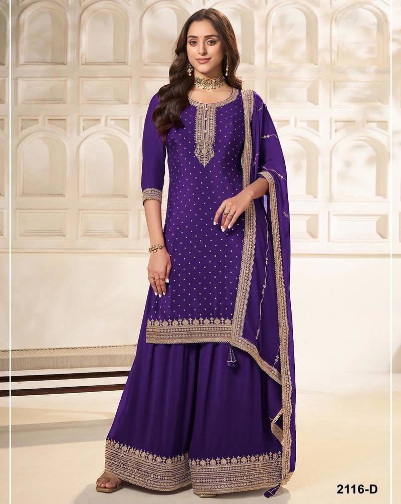 Purple silk blend sequins palazzo set
