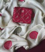 White Color mottifs embroidory Work georgate Saree