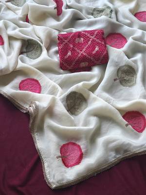 White Color mottifs embroidory Work georgate Saree 2