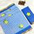 Blue linen gold piping digital print saree