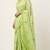 Green linen gold piping digital print saree