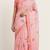 Pink linen gold piping digital print saree