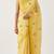 Yellow linen gold piping digital print saree