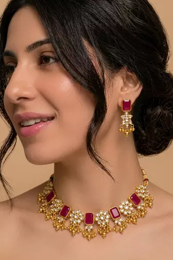 Ruby blossom jewelry set