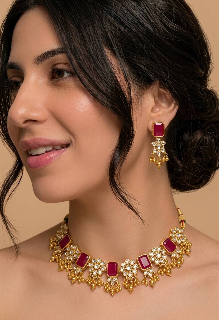 Ruby blossom jewelry set