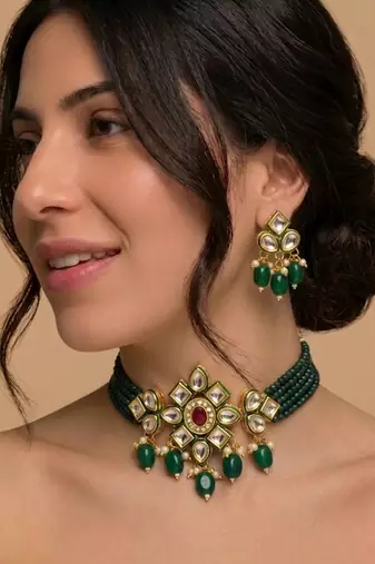 Emerald chandelier bridal set