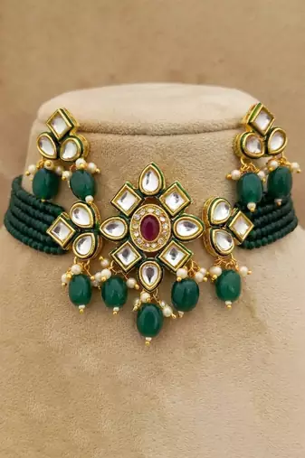Emerald chandelier bridal set