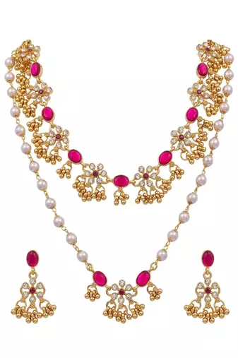 Pink lotus bridal set
