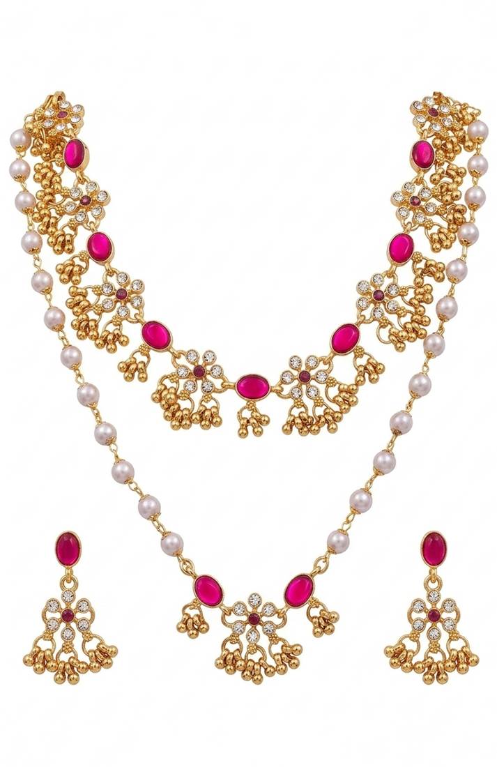 Pink lotus bridal set