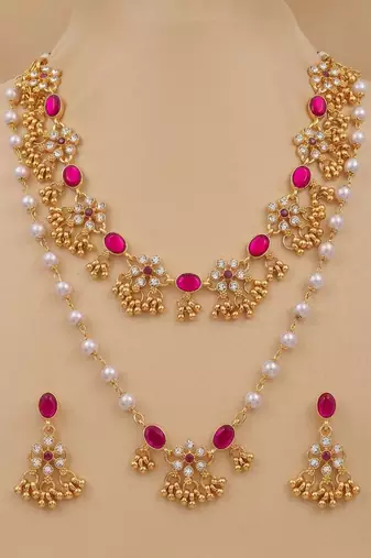 Pink lotus bridal set