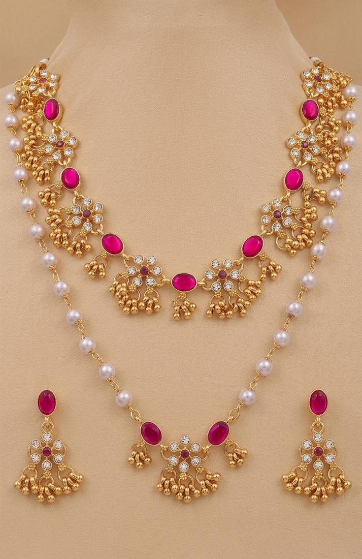 Pink lotus bridal set