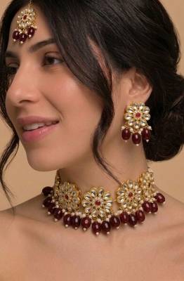 Red lotus bridal choker set 1