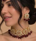 Red lotus bridal choker set
