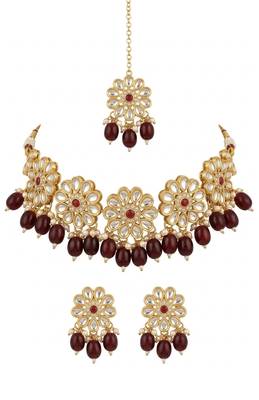 Red lotus bridal choker set 2