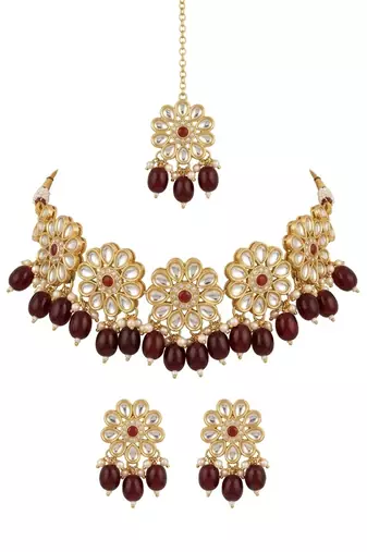 Red lotus bridal choker set