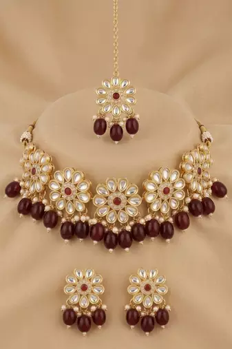 Red lotus bridal choker set