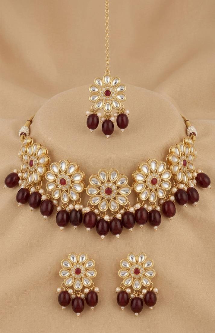 Red lotus bridal choker set
