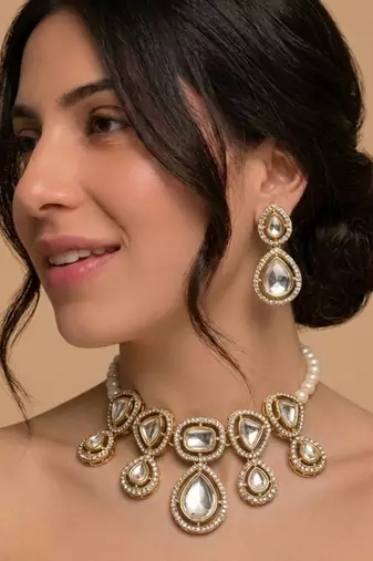 Crystal teardrop bridal set