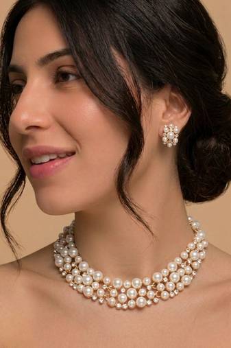 Ivory pearl bridal jewelry set