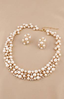 Ivory pearl bridal jewelry set 3