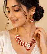 Indian bollywood gold plated kundan choker bridal necklace earrings jewelry set
