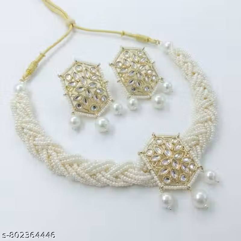 Indian bollywood gold plated kundan choker bridal necklace earrings jewelry set