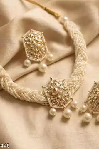 Indian bollywood gold plated kundan choker bridal necklace earrings jewelry set
