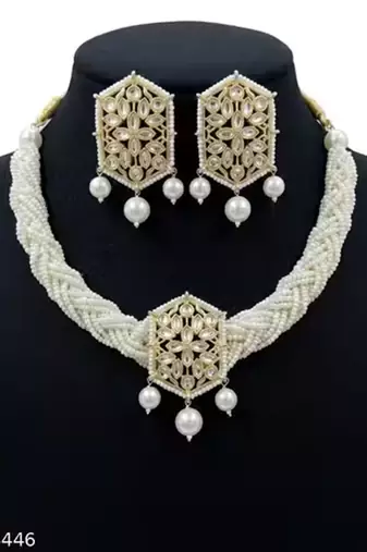 Indian bollywood gold plated kundan choker bridal necklace earrings jewelry set