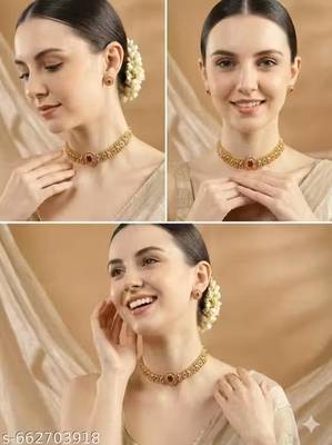 Indian bollywood gold plated kundan choker bridal necklace earrings jewelry set 1