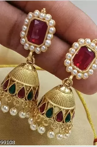Indian bollywood gold plated kundan choker bridal necklace earrings jewelry set
