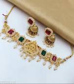 Indian bollywood gold plated kundan choker bridal necklace earrings jewelry set