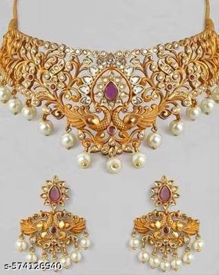 Indian bollywood gold plated kundan choker bridal necklace earrings jewelry set 4