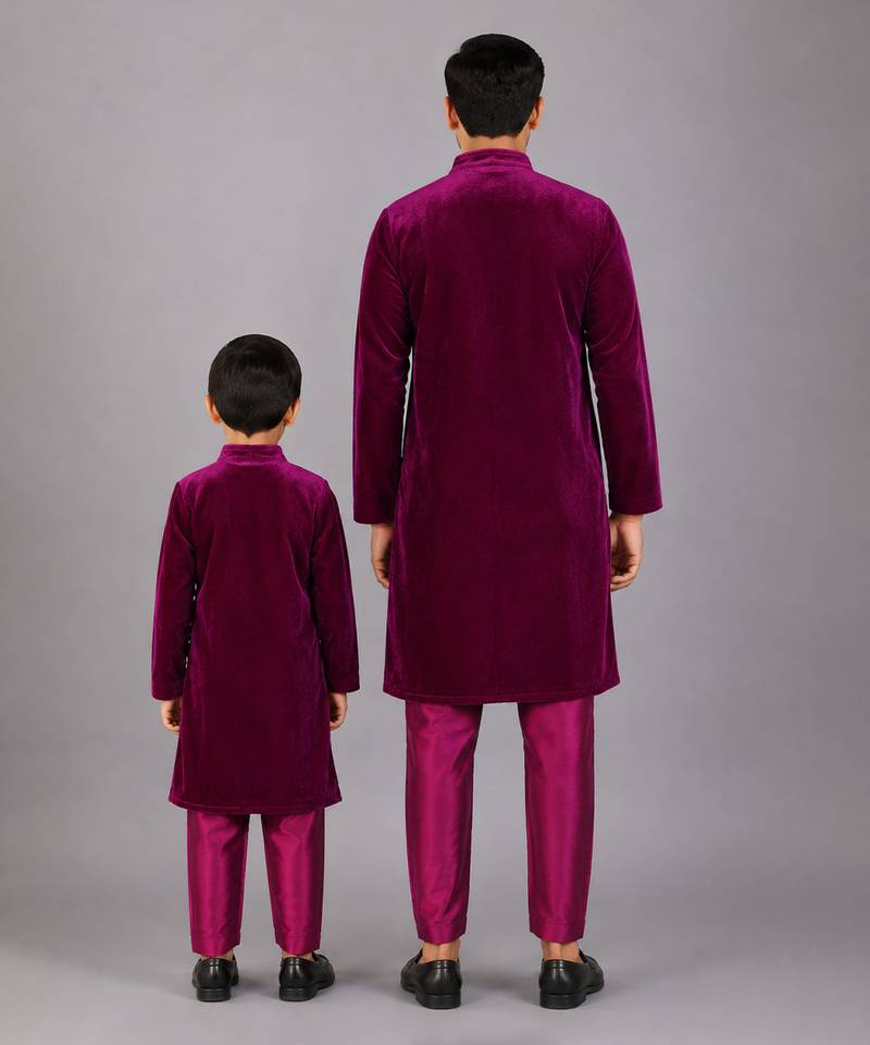 Royal purple embroidered velvet bandhgala and pant