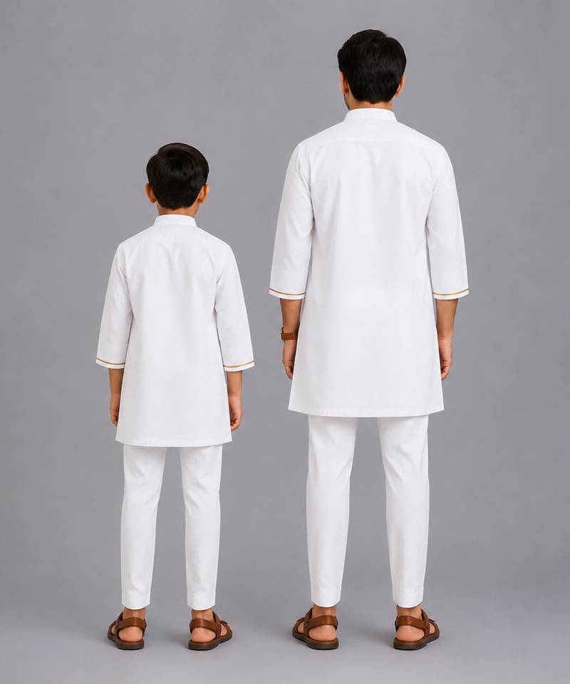 White flag printed cotton kurta set