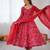 Red rayon gotta patti flared gown set