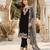 Black faux georgette embroidered kurta set