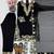 Black faux georgette embroidered kurta set