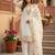 White faux georgette embroidered kurta set