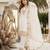 White faux georgette embroidered kurta set
