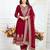 Red crepe embroidered kurta set