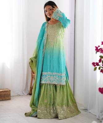 Multicolor silk blend sequins palazzo set 2