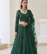 Green Butterfly Net fabric with Embroidered, Resham, Sequence, Thread work Lehengas For Your Wedding Look