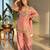 Women's pink chinon embroidered kurta set with dupatta and palazzo- ethnic party wear
