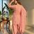 Women's pink chinon embroidered kurta set with dupatta and palazzo- ethnic party wear