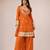 Women's rust chinon embroidered kurta set with dupatta and palazzo- ethnic party wear