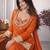 Women's rust chinon embroidered kurta set with dupatta and palazzo- ethnic party wear